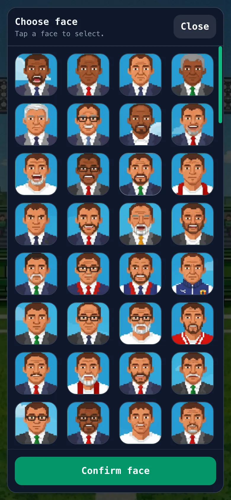 Choosing the coach's face