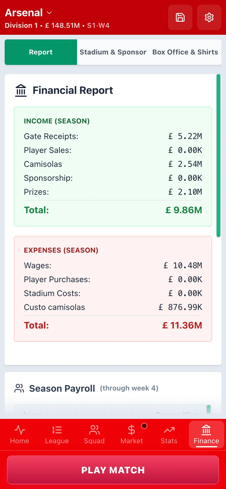 Club finances