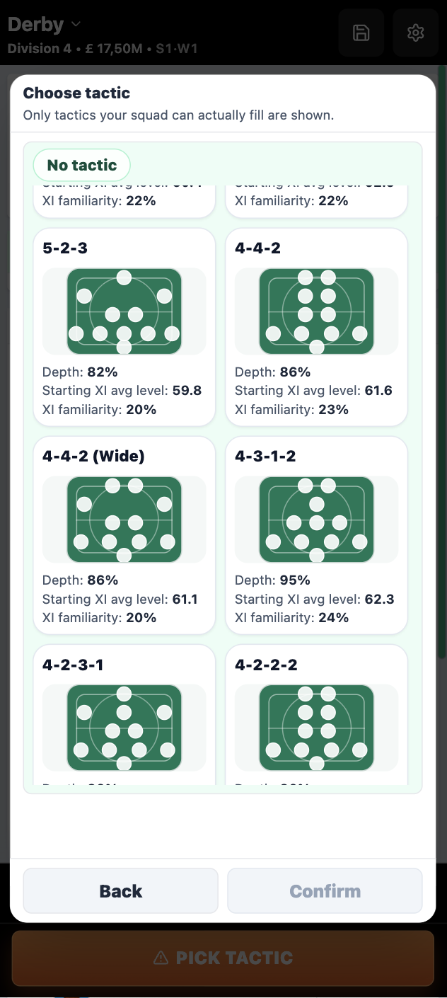 Player profile and squad detail screen
